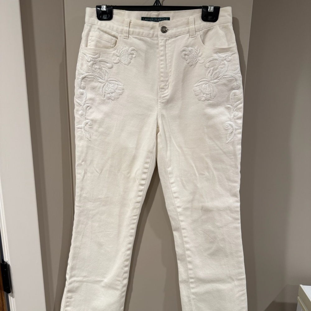 Ralph Lauren Embroidered White Jeans Size 6
